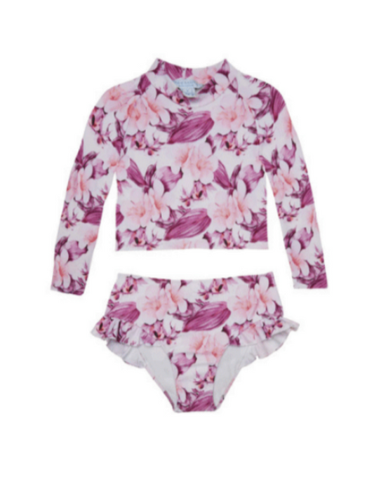 GIRL'S LONG SLEEVE CROP TOP SWIM SET